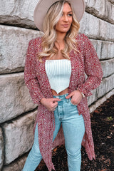 Red Dotted Print Tie Waist Long Cover Up