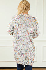 White Rainbow Popcorn Speckles Open Front Cardigan