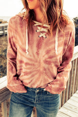 Tie Dye Lace Up Hoodie