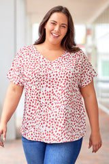 Plus Size Leopard V Neck Short Sleeve Shift Top