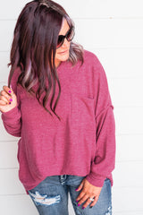 Rose Plus Size Chest Pocket Drop Shoulder Top