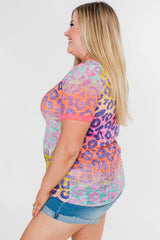 Plus Size Leopard Tie-dye T-shirt