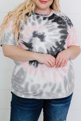 Gray Tie-dye Raglan Sleeve Plus Size T-shirt