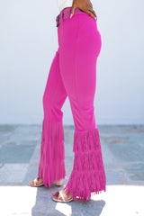 Rose Fringe High Waist Flare Pants