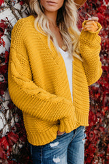 Yellow Open Front Chunky Knit Cardigan