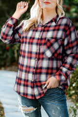 Red Plus Size Plaid Pattern Shirt