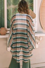 Multicolor Sheer Fish-Scale Knit Kimono