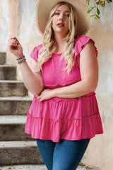 Red Layered Ruffle Plus Size Tank Top