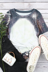 Multicolor Crew Neck Bleached Tie-dye Basic Tee