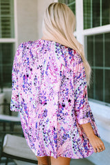 Multicolor Abstract Floral Print Lightweight Kimono