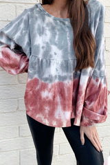 Tie Dye Bishop Sleeve Loose Sweatshirt