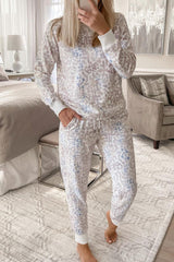 Gray Leopard Splatter Two-piece Lounge Set