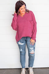 Rose Plus Size Chest Pocket Drop Shoulder Top