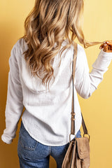 White Lightweight Crinkle Pocketed Hoodie