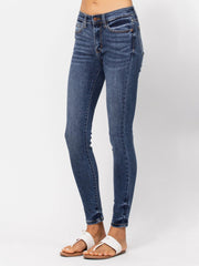 Judy Blue Dark Blue Mid-Rise Handsand Classic Skinny Jeans