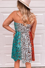 Multicolor Print Shirred Bandeau Mini Dress