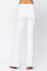 Judy Blue White Buttonfly Patch Pocket Flare Jeans