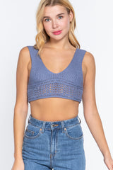 Textured Crop Sweater Tank Top