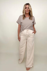 Mineral Washed Drawstring Retro Wide Leg Pants