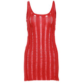 Autumn Winter Women Clothing Sexy See through Strap Dress Knitted Cardigan Long Coat for Women