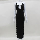 Women Clothing Sexy Halter Suspender Dress Side Ripped Sexy Maxi Dress Slim Dress
