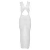 Women Clothing Autumn Sexy Hollow Out Cutout Solid Color Elegant Slim Fit Dress Woolen Dress