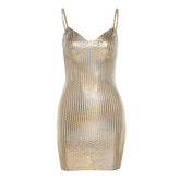 Autumn Winter Women Clothing Nightclub Strappy Low Cut Sexy Slim Hip Dress