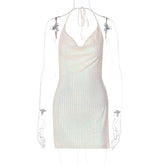 Fried Street Sexy Backless Hollow Out Cutout out Halter Slimming Short Women Dress