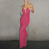 Summer Elegant Women Dress Sexy Slim Barbie Pink Sexy Bright Silk Cami Dress for Women