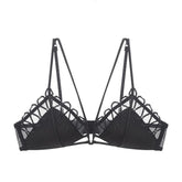 French Mesh Embroidered Underwear Women Thin Section Without Steel Ring Triangle Cup Sexy Bra Set Bralette