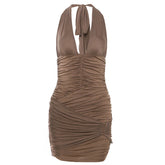 Autumn Winter Women Clothing Sexy Backless Halter Slim Sheath Dress Women