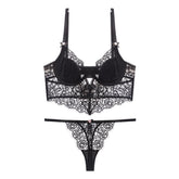 Eyelash Lace Underwear Women Big Chest Small Push up Nipple Coverage Sexy Bra Set