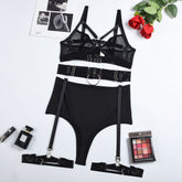 Popular Women Clothing Stitching Complex Heavy Craft See through Corset Underwear Four Piece Set