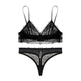 Amicg Girl Underwear Women Sexy Lace French Wireless Bra Girl Bra T Back Suit