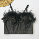 Camisole Women Outer Wear Independent Stand Sexy Feather Wrapped Chest Colorful Flash Vest