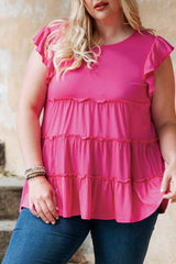 Red Layered Ruffle Plus Size Tank Top