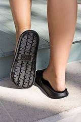 Black Open Toe Slip On EVA Slippers