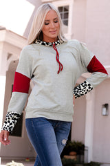 Gray Cowl Neck Drop Shoulder Splicing Sleeves Sweatshirt