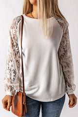 White Lace Crochet Long Sleeve Top