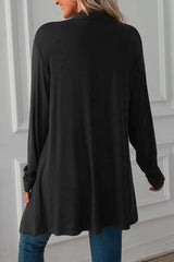 Black Solid Open Front Soft Cardigan