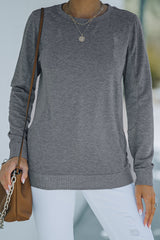 Gray Wash Fleece Pullover Sweatshirt