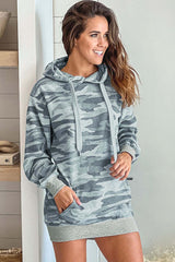 Light Gray Camo Oversized Hoodie Dress