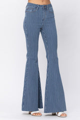 Judy Blue Pin Striped High Waist Super Flare Jeans