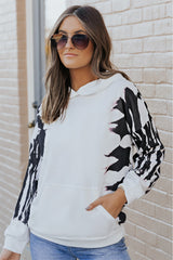 White Tie Dye Hooded Sweatshirt with Kangaroo Pocket