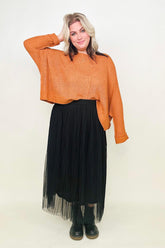 Amicg Mesh Pleated Maxi Skirt