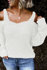 White Dew Shoulder Knitted Sweater