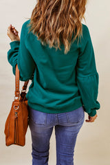 Green Raglan Patchwork Sleeve Pullover Sweatshirt