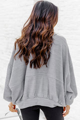 Gray Ultra Loose Dolman Sleeve Quarter Zip Sweatshirt