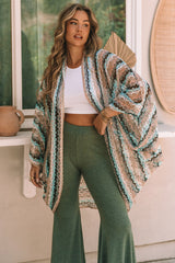 Multicolor Sheer Fish-Scale Knit Kimono