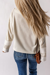 Beige Criss Cross Front Tie V Neck Top